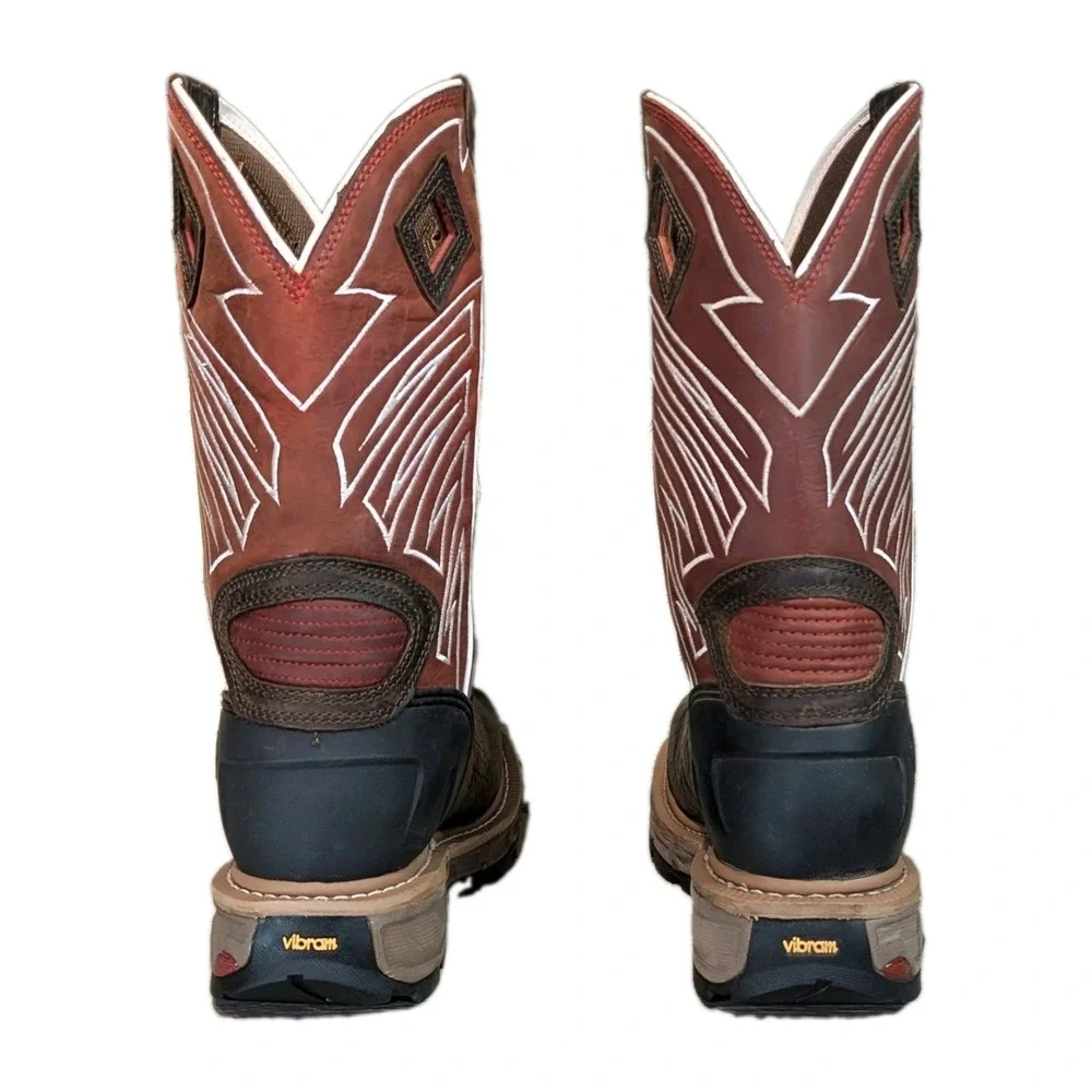 Justin Mens Steel Toe Vibram Waterproof Work Boots Brown WK2115 Size 9.5D
